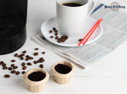 Brew Addicts 300 Paper Coffee Single-Use Filters, Brown, All-Natural & Unbleached for Keurig Brewers and Compatible with K-Cup Pods 1.0 & 2.0 Models, Disposable filters