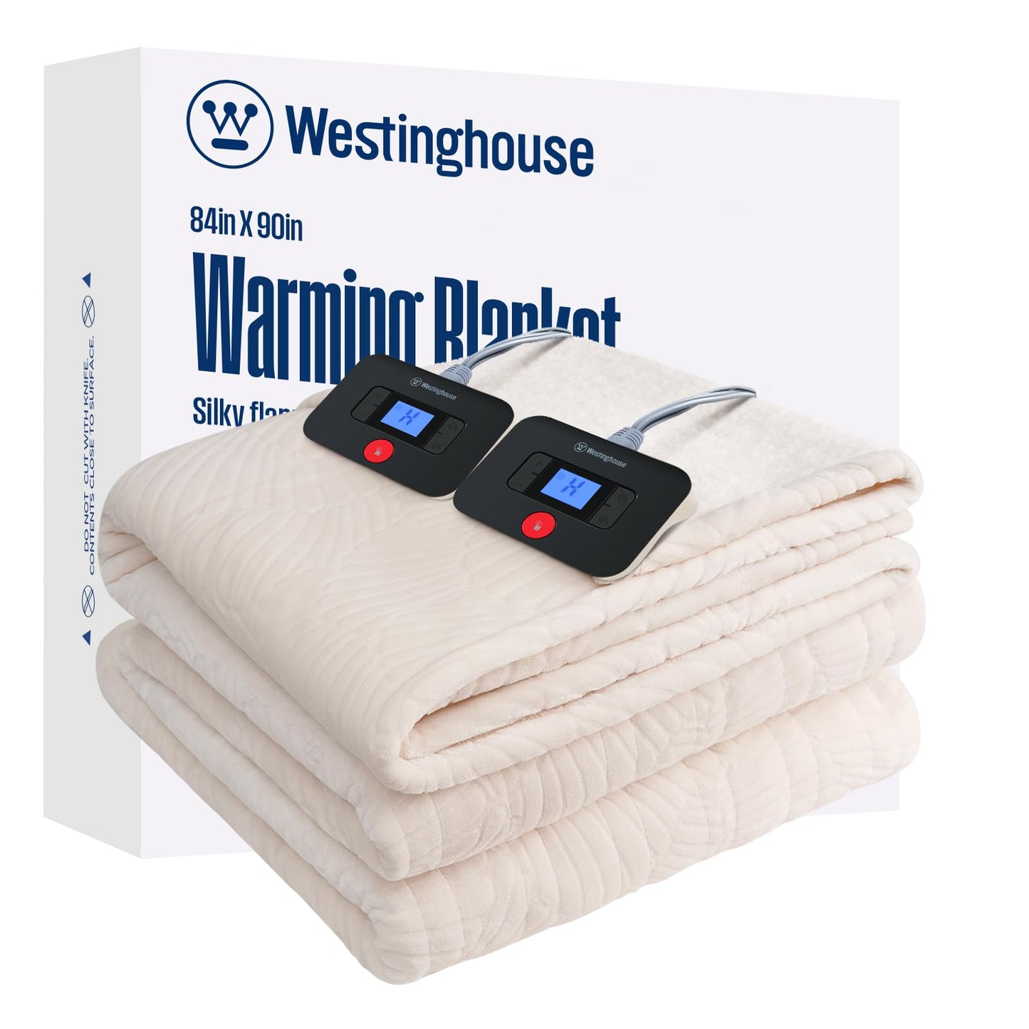 Westinghouse Heated Throw Blanket, Flower Jacquard Electric Blanket Throw with 6 Heating Levels and 2-10 Hours Auto-Off, Flannel to Sherpa Super Cozy Heated Blanket, Machine Washable (50" x 60" Beige)