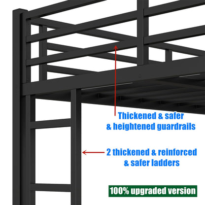 NOAHLEO Stronger & Safer Heavy Duty Metal Twin XL Over Queen Size Bunk Bed with Twin Trundle for Adults Teens, More Stable Thickened Steel Bunkbed (Twin XL Over Queen with Twin Trundle)