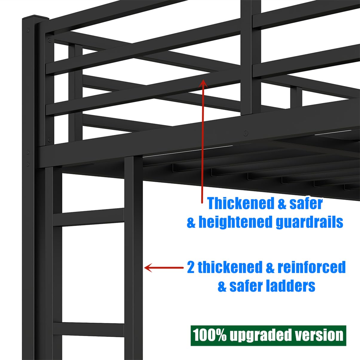 NOAHLEO Stronger & Safer Heavy Duty Metal Queen Over Queen Size Bunk Bed for Adults Teens, More Stable Thickened Steel Bunkbed (Queen Over Queen with Twin Trundle)