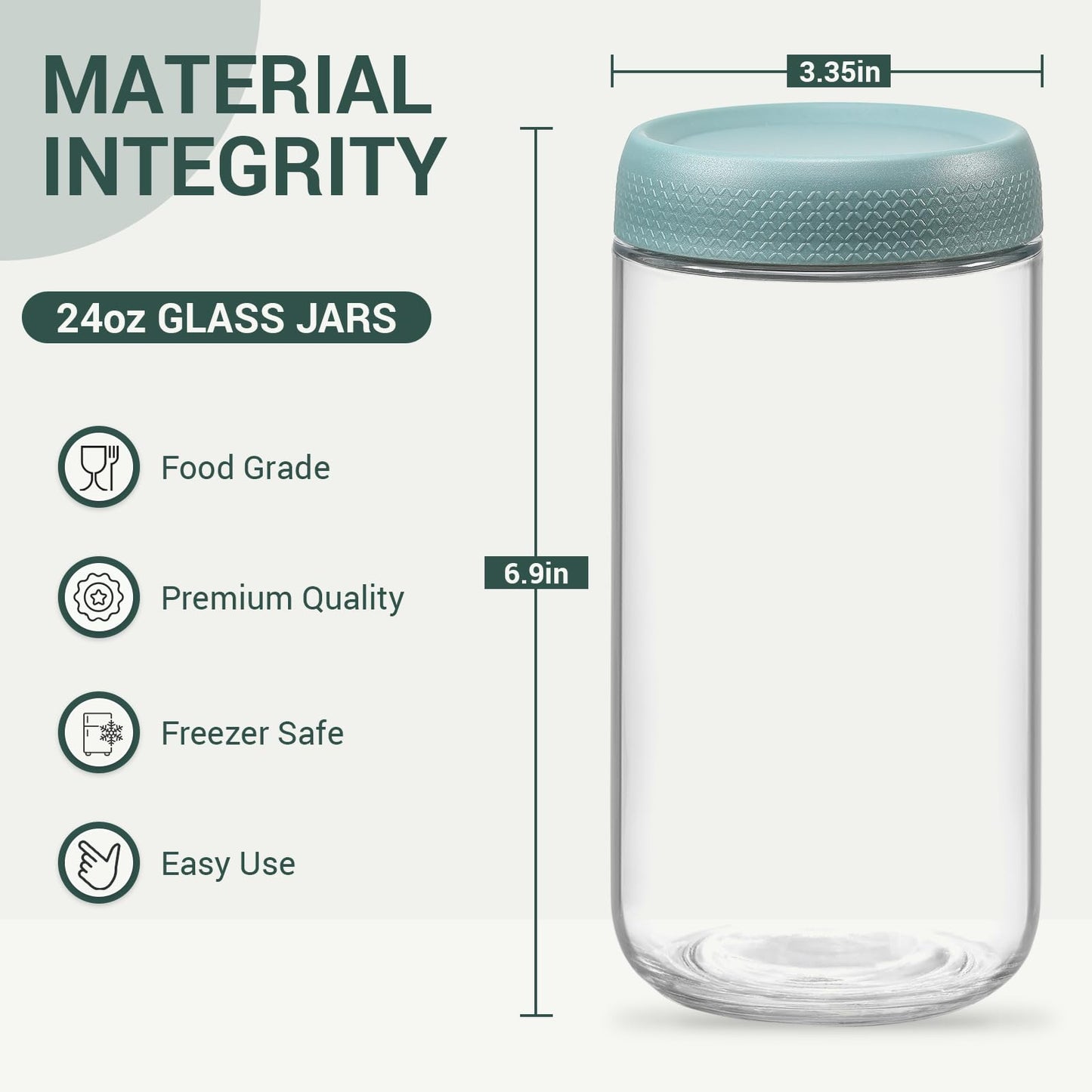 NETANY 6-pack 16 oz Overnight Oats Containers with Lids, Glass jars with Airtight Lids, Wide mouth Mason Salad jars, Glass Food Storage Containers for Snacks Yogurt Spice Sugar