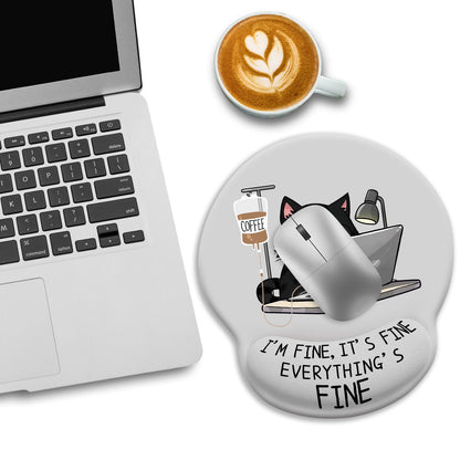 LIMKRIAN Cat Ergonomic Mouse Pad with Wrist Rest, Gaming Mouse Pad with Wrist Support, Funny Mouse Pads for Desk, Computer Mousepad with Non-Slip Pain Relief PU Base, Cute Office Desk Accessories