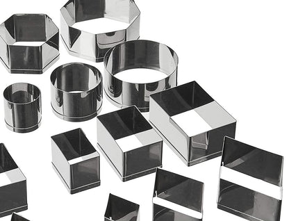 Ateco Plain Edge Geometric Shapes Cutters in Graduated Sizes, Stainless Steel, 24 Pc Set