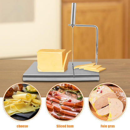 homfanseec Stainless Steel Cheese Slicer Cutter, Cheese Slicer with Wire, Adjustable Cheese Cutter Board with 6 Replacement Wires, for Cutting Cheese Butter Vegetables Sausage(silver)