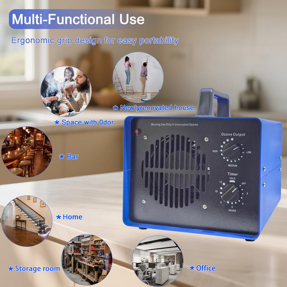 0zone Generator, 3500 Sq/Ft Portable 0zone Machine Ionizer for Commercial, Industrial, Car, Home, Basement