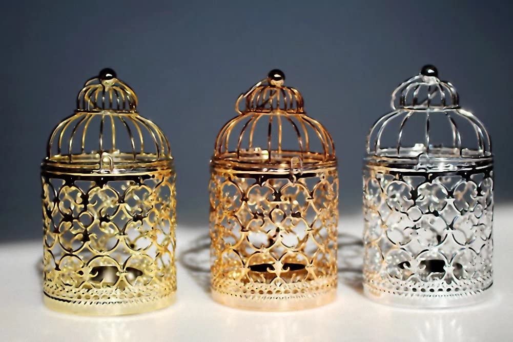 Metal Candle Holder Table Centerpiece Decorative Hollow Out Birdcage Iron Candlestick for Home Fireplace Wedding Holiday Decoration