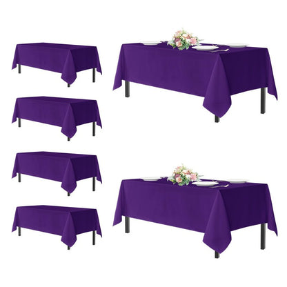 sancua Rectangle Tablecloths for 8 Foot Tables, 6 Pack - Washable Polyester Fabric Table Cloth for Halloween Party Wedding Birthday Banquet Reception, 60x120 Inch, Purple