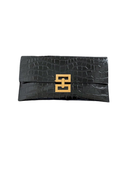 Verdusa Women's Clutch Evening Bags Trendy Envelope Handbags Metallic Purses Black One Size