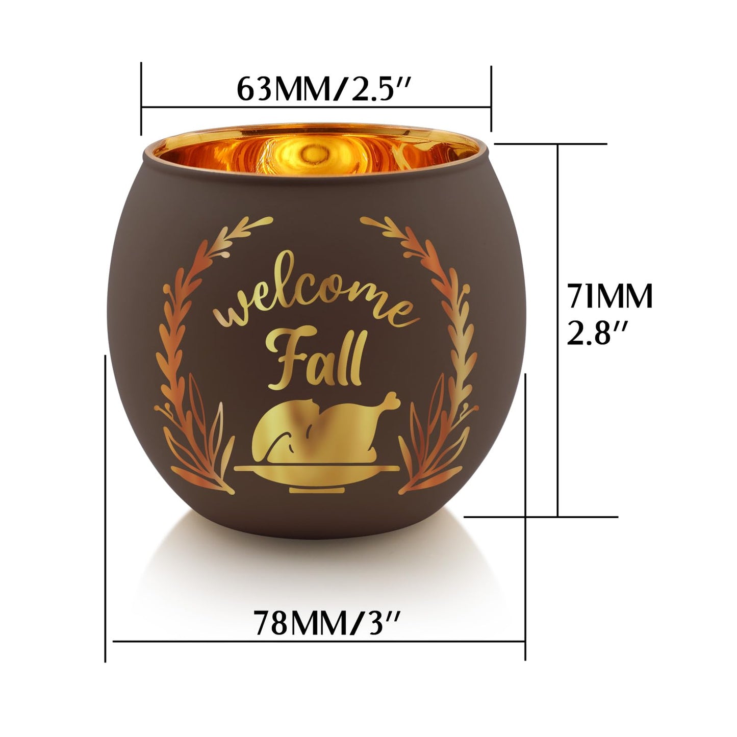 SHMILMH Thanksgiving Votive Candle Holder Set of 12, Glass Tealight Votives Holder with 6 Laser Engraving Patterns, Fall Table Centerpiece Indoor Outdoor Decor