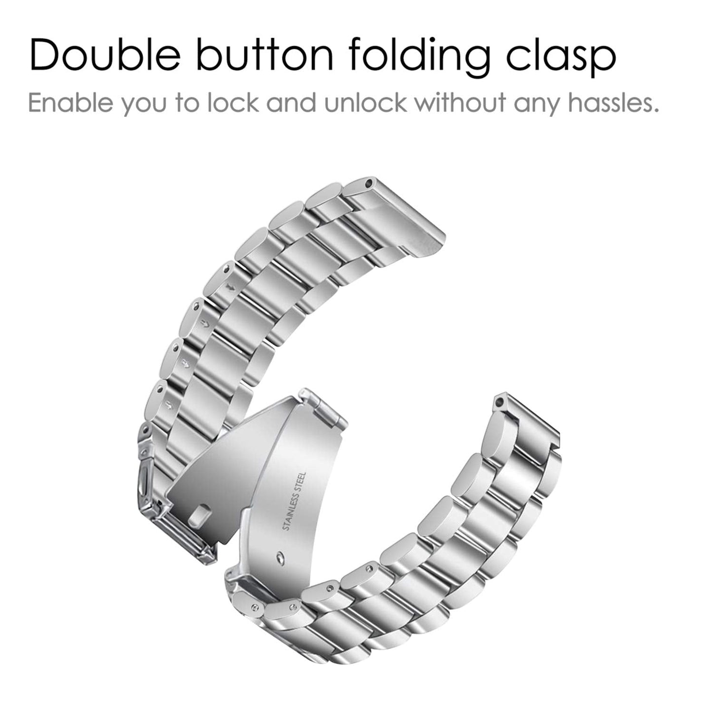 FINTIE Metal Band Compatible with Fitbit Versa 2 1 and Lite Edition, Solid Stainless Steel Strap Replacement Wristband Business Bracelet, Silver
