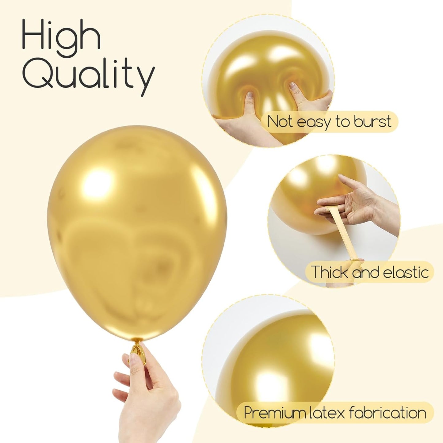 Awenztech Metallic Gold Balloon Arch Kit - 120pcs Chrome Latex Balloons for Weddings, Graduations & Parties