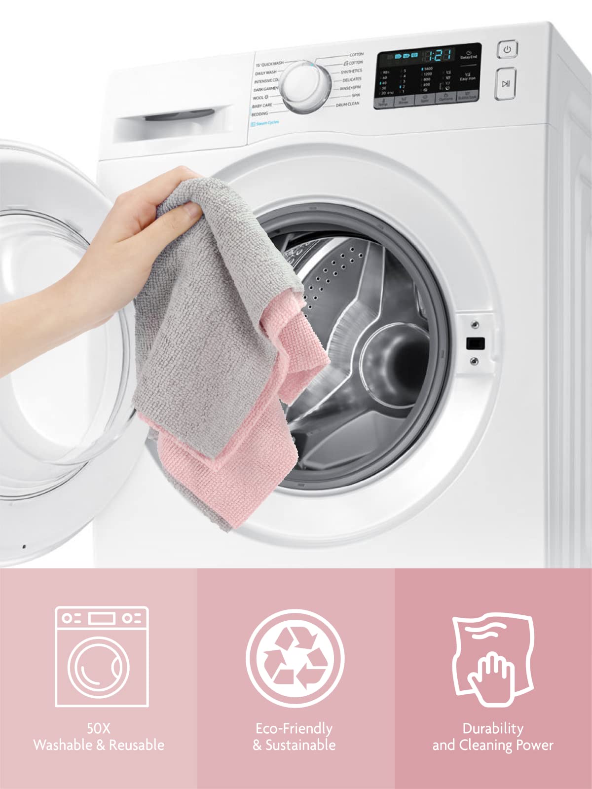 Fantasticlean Microfiber Cleaning Cloth Roll -150 Pack, Tear Away Microfiber Towels, 12" x 12", Reusable, Washable, Ultra Absorbent Dishcloth for Home Supplies, Car, Pet, Kitchen (2 Rolls of Grey)
