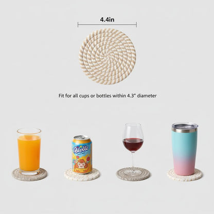 ZEXOLAP Drink Coasters Set of 8 with Holder – Cotton Woven Absorbent Coasters, 4 Colors for Coffee, Beer, Drinks & Tabletop Protection