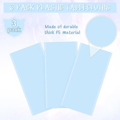 YIDAKO 12Pcs Light Blue Tablecloths,Disposable Plastic Tablecloth,Waterproof Baby Blue Rectangle Table Cover for Graduation Birthdays Weddings Anniversary Party Decorations,54 x 108 Inch