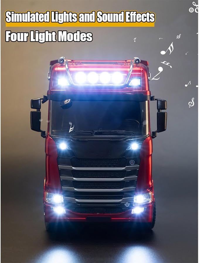 1/18 Scale Remote Control Semi Trailer 770S Heavy Duty RC Tractor Truck with Rear Wheel Drive RC Simulation Engineering Vehicle Model for Adults