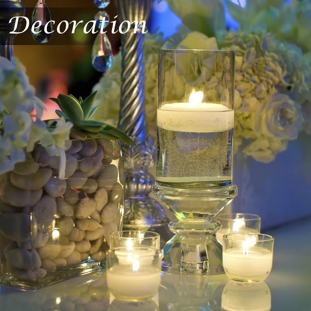 3inch White Floating Candles, 36PACK 13-15Hours Unscented Dripless Wax for Cylinder Vases, Centerpieces at Wedding, Birthday,Party, Pool, Holiday (36PACK, White)