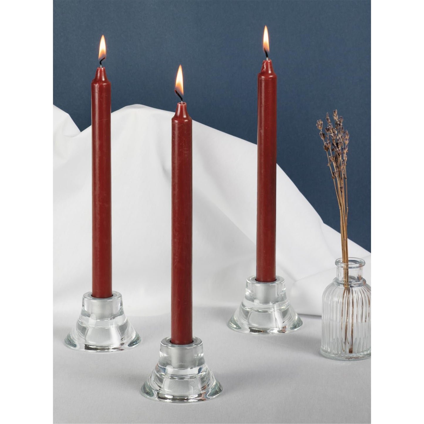 CANDWAX Bordeaux Taper Candles Pack of 4 - Slow Burning Dripless Unscented Straight Candles 12 inch - Ideal for Dinner Table - Smokeless Long Candlesticks