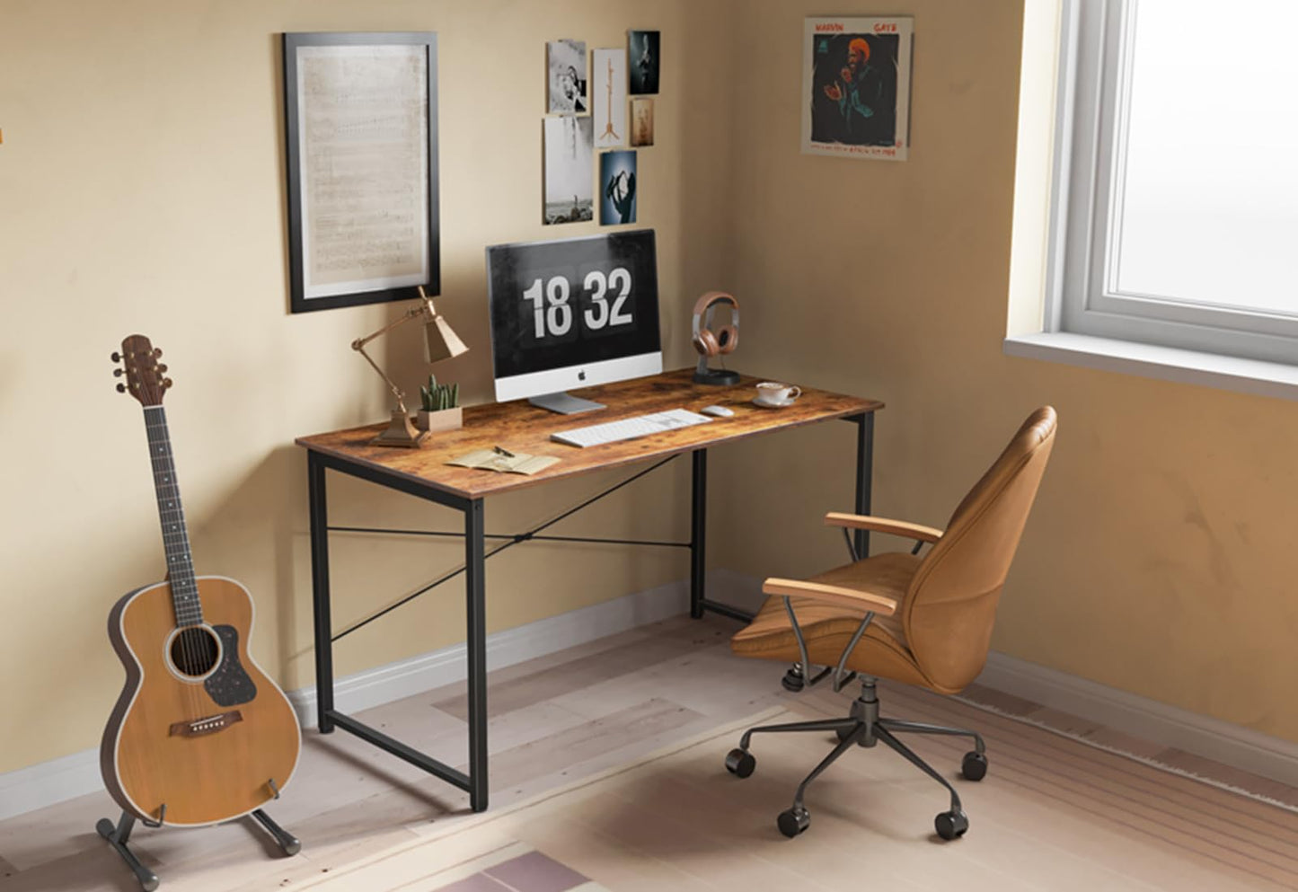 CubiCubi Computer Desk, 32 inch Small Home Office Desk for Small Spaces, Modern Simple Style for Home, Office, Study, Writing, Rustic Brown