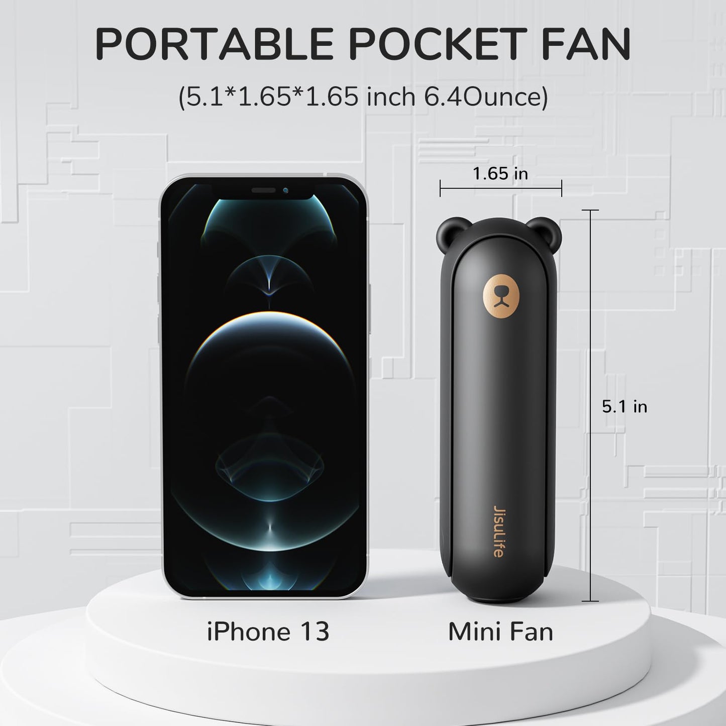 JISULIFE Handheld Fan with 4500 mAh Powerbank Max 37 Hours Runtime, Pocket Portable Battery Operated or USB Powered Folding Personal Fan, 3 Speeds, Gifts for Women Men Kids Gift for Festival-Black