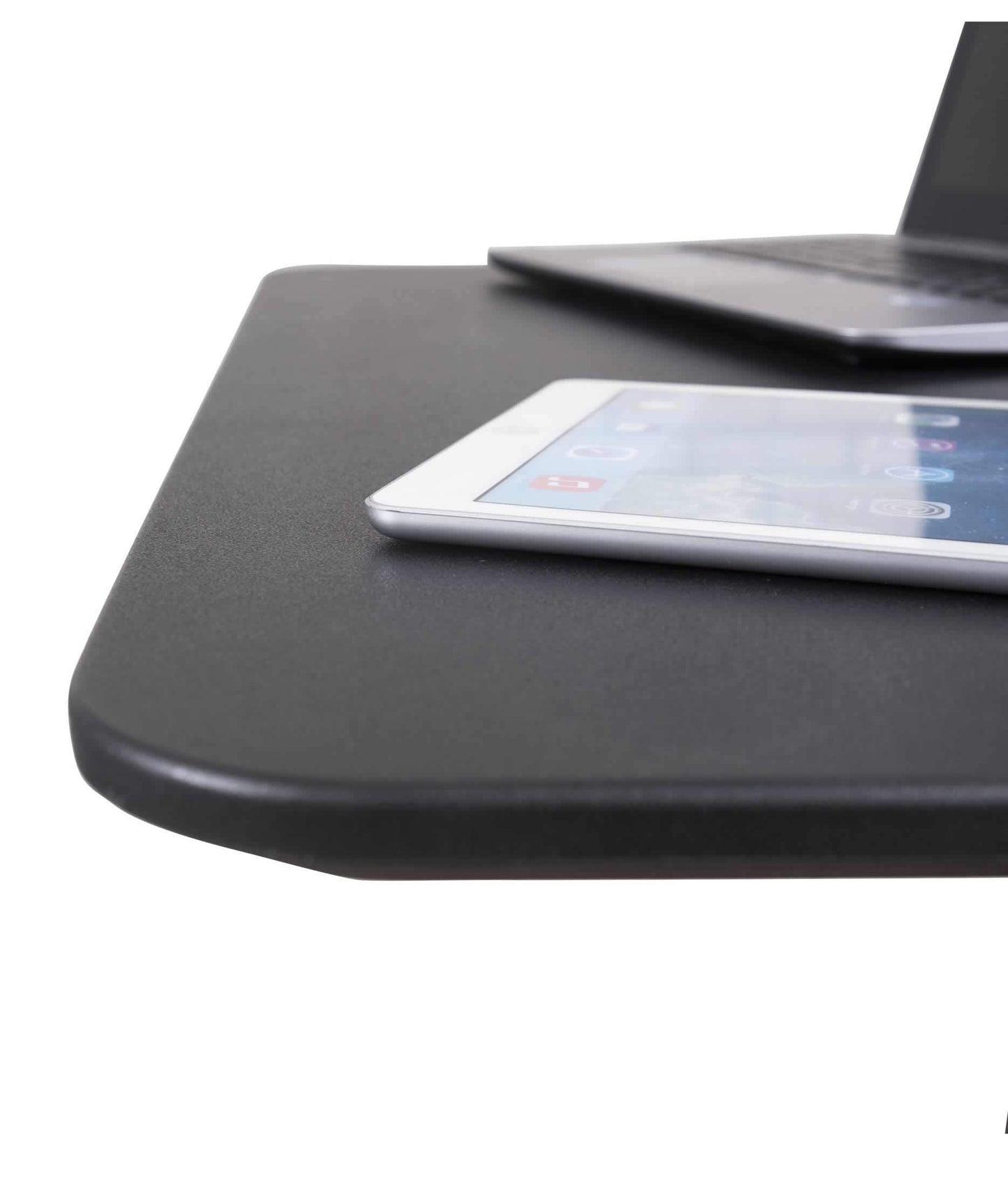Stand Up Desk Store Pneumatic Adjustable Height Rolling Mobile Laptop Standing Desk Cart (Black Frame/Black Top, 28" Wide)