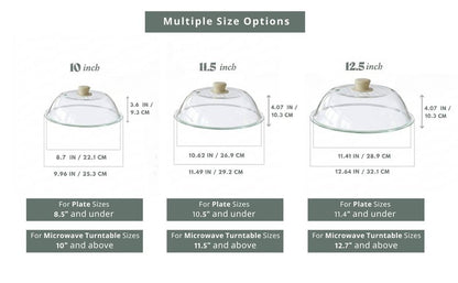 OEC Lighter Weight Tempered Glass Microwave Splatter Cover - 11.5 inch (Inner Diameter 10.6”) - Heat-Resistant -Durable Glass Lid with Vent, Silicone Knob, Dishwasher Safe, 100% Food Grade - BPA Free