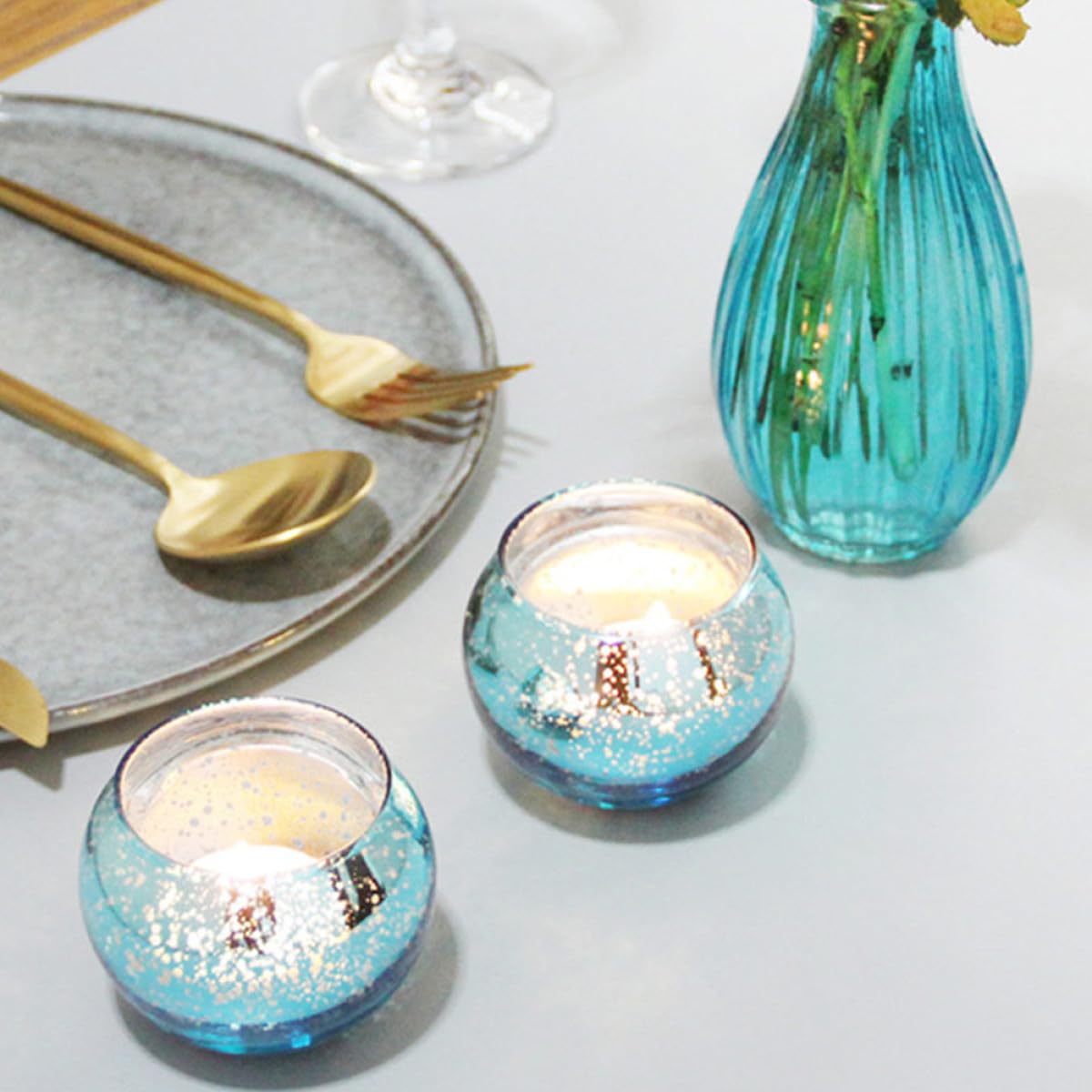NUOBESTY 12pcs Patterned Glass Candleholder Set, Hollow Glass Candle Cups for Home Décor, Votive Candle Holders Suitable for Table Centerpieces and Decorative Use