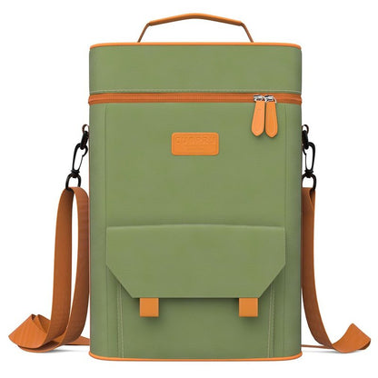 Cuopru Premium Yerba Mate Kit Carrier Tote Bag - Double Layer Waterproof 2 Wine Bottle Pockets Portable Bag for Travel, Picnic, Beach