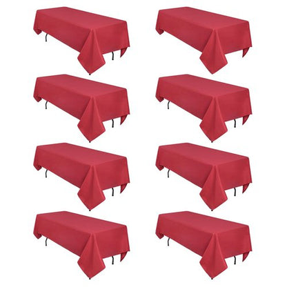 Heneger CozRhythm 8 Pack Red Tablecloth 60 x 126 Inch Rectangular Table Cloth for 8 Foot Rectangle Tables, Wrinkle Resistant Washable Polyester Fabric for Holiday Buffet Wedding Party and Banquet