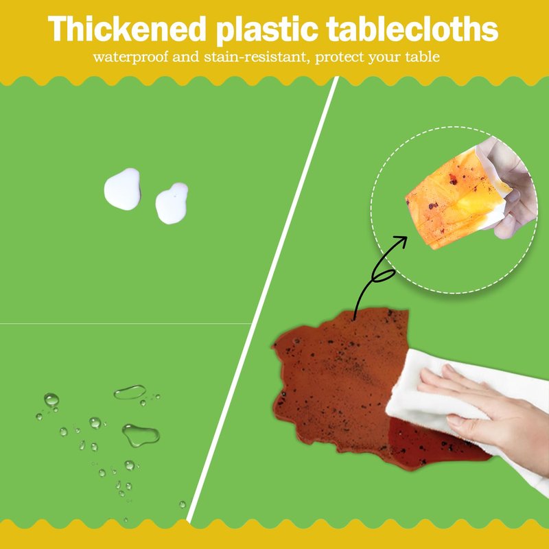 tujol Lime Green 6 Pack Plastic Table Cloth 54" x 108", Disposable Tablecloths Rectangle Table Cover, Plastic Tablecloths for Parties