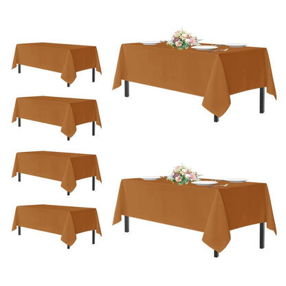 sancua Thanksgiving Tablecloths for 6 Foot Rectangle Tables, 8 Pack Light Brown - Washable Polyester Fabric Fall Table Cloth for Harvest Party, Birthday, Banquet Reception, 54x108 Inch Bronze
