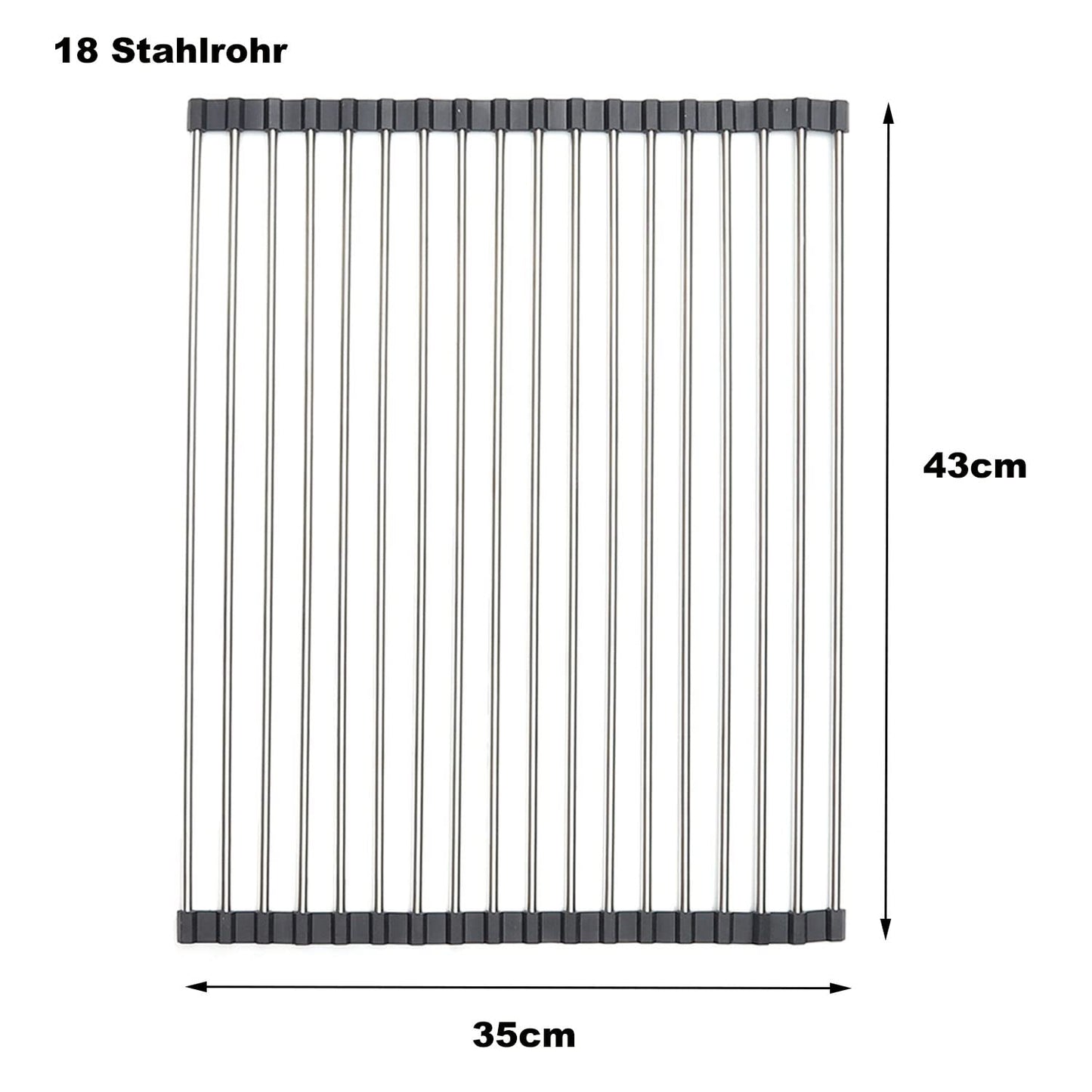ViWaVee Dish Drainer Tableware, Foldable and Removable Dish Drainer Over The Sink, Drying Mat, Draining Rack Sink for Cups, Fruit, Vegetables, Super Kitchen Organiser (Black (43 x 35))