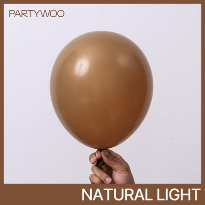 PartyWoo Brown Balloons 100 pcs Different Sizes of 18 12 10 5 Inch Boho Neutral Coffee Dark Brown Balloon Arch Kit Garland for Wedding Baby Shower Gender Reveal Birthday Party Decorations Brown-F09