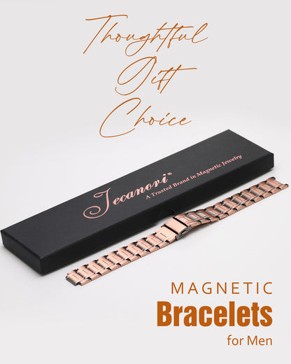 Jecanori 3X Strength Copper Bracelets for Men, Mens Pure Copper Magnetic Bracelet with Upgraded 3800 Gauss Magnets, Premium Fold-Over Clasp & Sizing Tool