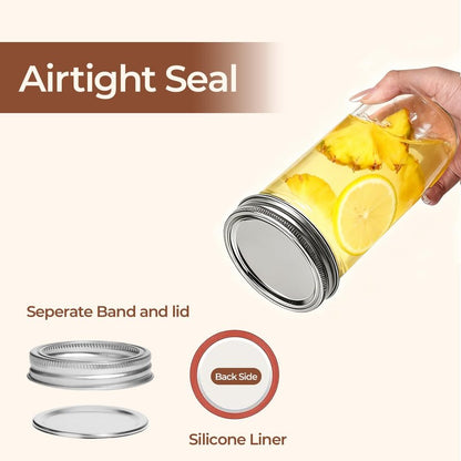 ComSaf 20 oz Mason Jars Wide Mouth 6 Pcs, Large Canning Jars with Seal Bands, 20 oz Glass jar with Lid for Jam, Sauce, Juice, Coffee, Pickling, Fruit, Dessert, Kitchen Storage, Vanilla Extract