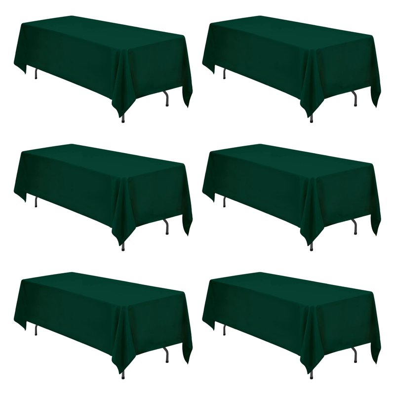 BRILLMAX 6 Pack Hunter Green Tablecloths 70 x 120 Inch for 6ft & 8ft Rectangle Tables - 150 GSM Polyester Fabric, Universal Fit, Water, Stain & Wrinkle Resistant Cloth Cover for Wedding Banquet