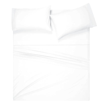 GLAMBURG Cotton Rich Queen Sheet Set - 4 Piece Deep Pocket Bedding Sets Queen with Marrowing - Ultra Soft, Wrinkle Resistant, Quick Dry, Easy Care Queen Sheets - White
