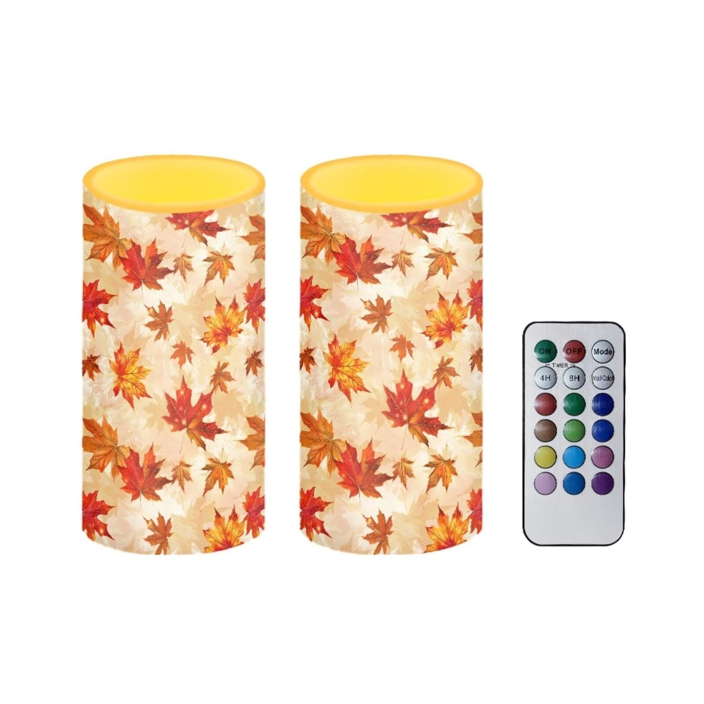 Luarisgur Maple Leaf Decorative Fall Candles for Home Decor Flameless Candles with Remote and Timer LED Candles Flickering Battery Operated Fake Candle for Thanksgiving Holiday Party Room Table Decor