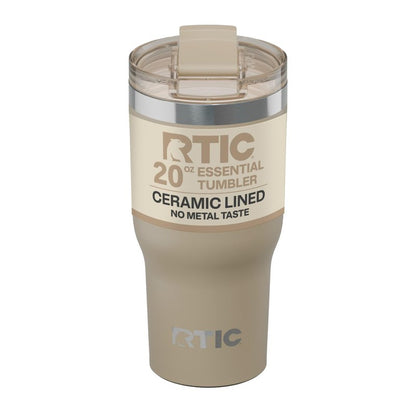 RTIC 30oz Essential Tumbler with Lid, Ceramic Lined, Insulated, Stainless Steel, Metal, Double Wall Vacuum-Insulation, Travel Cup for Iced Coffee, Tea, Hot and Cold Drink, Beach