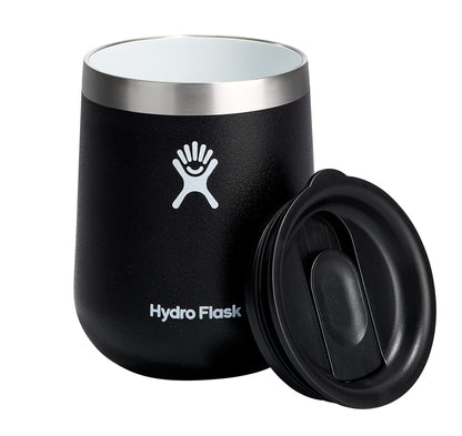 Hydro Flask 10 Oz Wine Glass - Ceramic Stemless Wine Tumbler - Unbreakable with Lid in Black