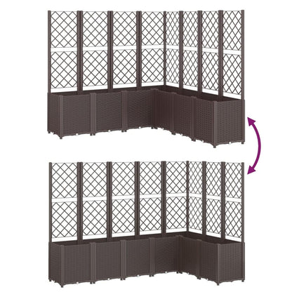 Foknhdi Brown 63 x 63 x 55 in Outdoor Garden Planter with Trellis, Modular Polypropylene Raised Bed for Climbing Plants, UV Stable Flower Box for Patio Balcony Terrace
