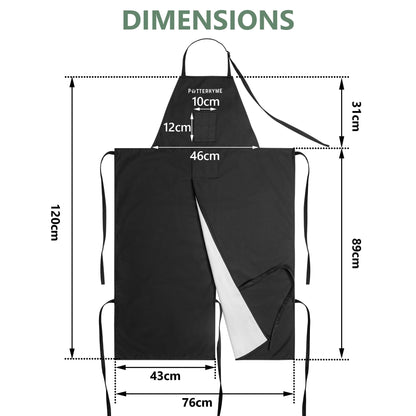 Potterhyme Reusable Full Coverage Waterproof Pottery Apron Split Leg - 100% Lined Polyester Apron For Men & Women - For Ceramic Wheel Throwing, Woodturning, Painting, and Clay or Tattoo Artists