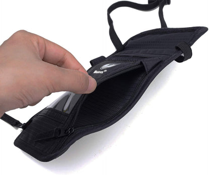 RFID Blocking Stash Neck Wallet, Passport Holder Travel Pouch for Women Men - Black