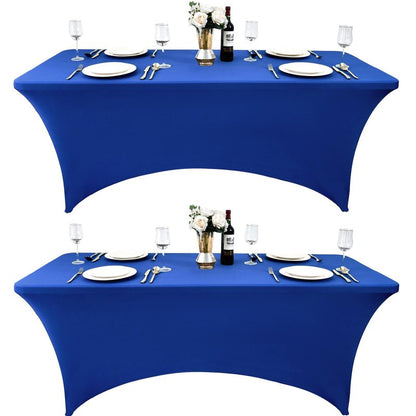 ZarzaaSik 10-Pack 4ft Spandex Table Covers for Rectangular Folding Tables - Wrinkle Resistant Stretch Tight Table Cloths - Fitted Table Protector for Parties, Trade Shows, Banquet, and Wedding