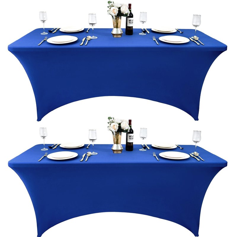 ZarzaaSik 10-Pack 8ft Spandex Table Covers for Rectangle Folding Tables - Washable Elastic Tablecloth - Ultimate Fitted Table Protector for Parties, Trade Shows, Banquet, and Wedding