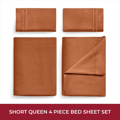 Mellanni RV Short Queen Sheets - Luxury 4 PC Bedding Set | Extra Soft, Cooling, Deep Pocket (Terracotta)