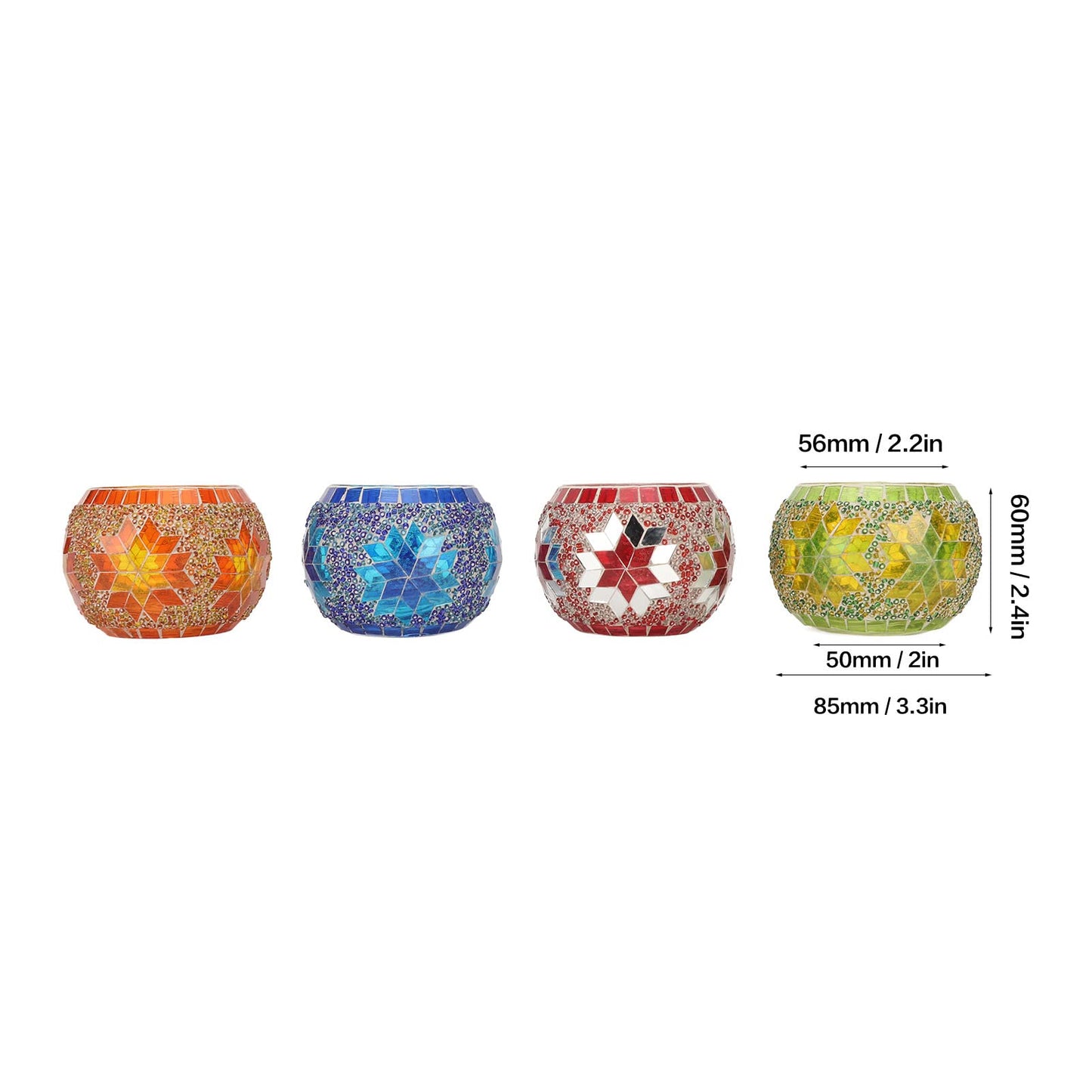 Omquot 4pcs Mosaic Glass Candle Holder Colorful Romantic Mosaic Handmade Home Bar Dinner Decoration