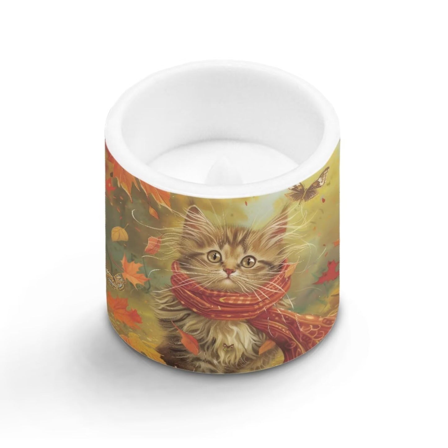 Cozeyat Autumn Cat Flameless Candles 4 Pack Battery Operated LED Pillar Candles with Remote Control Timer Waterproof for Indoor Outdoor Home