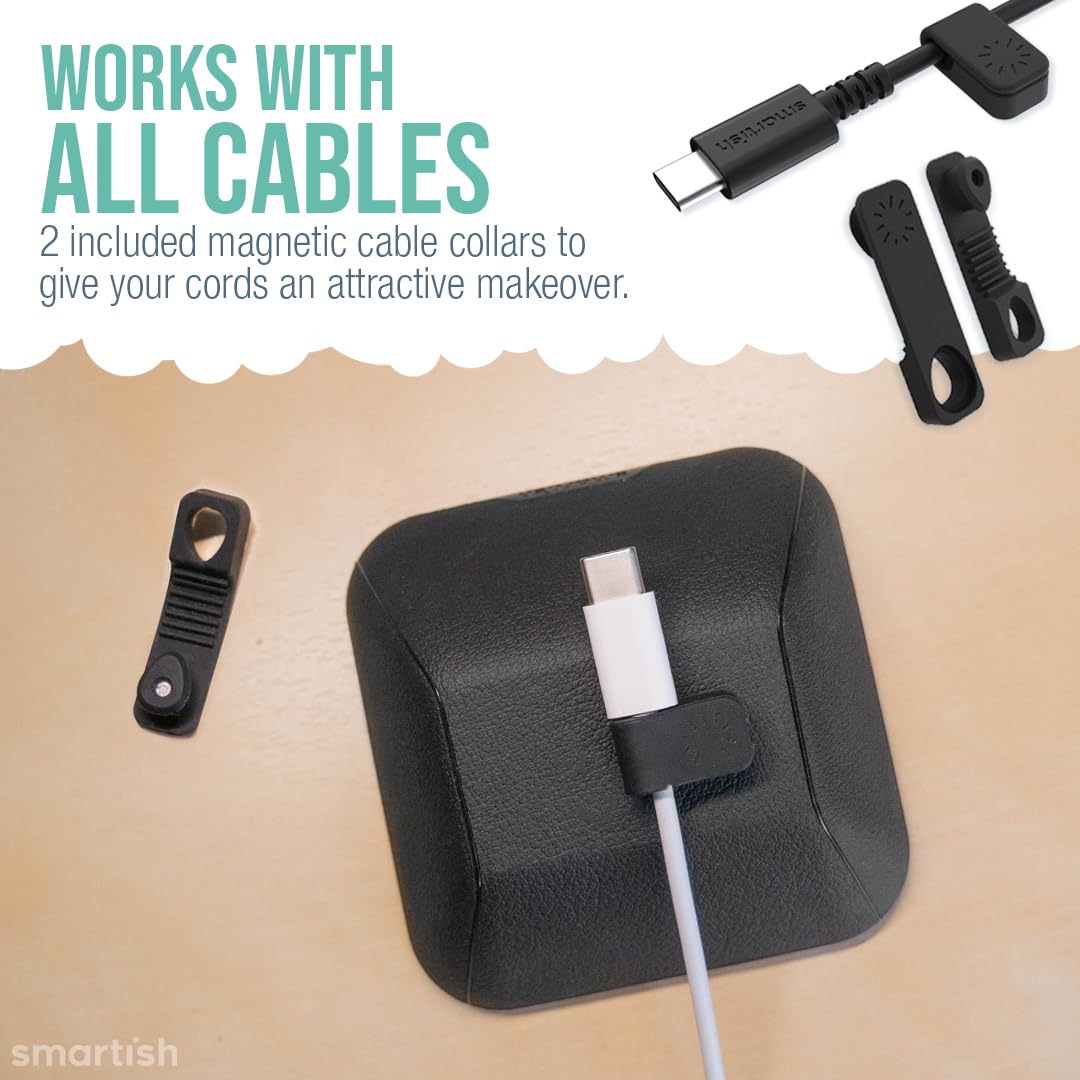 Smartish® Magnetic Cord Holder - Cable Wrangler Organizer with Magnet Clips for Charger Management on Desktop, Nightstand, or Side Table for All Cables, USB-C, Lightning Cables - Lightly Toasted Beige