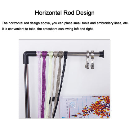 Adjustable Embroidery Stand - Needlework Floor Frame for Cross Stitch Craft, Height Adjustable Lap Table for Art & Sewing Holder, Standing Embroidery Tool for Increa