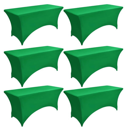 ZarzaaSik 6-Pack 6ft Spandex Table Covers for Rectangle Standard Folding Tables - Wrinkle Resistant Stretch Tablecloths - Ultimate Fitted Table Protector for Parties, Trade Shows, Wedding